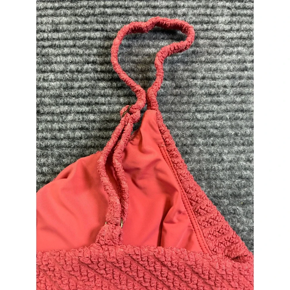 Andies The Symi Top Sedona Red Smocked Textured Bikini Swim Top Size L AT310-SED